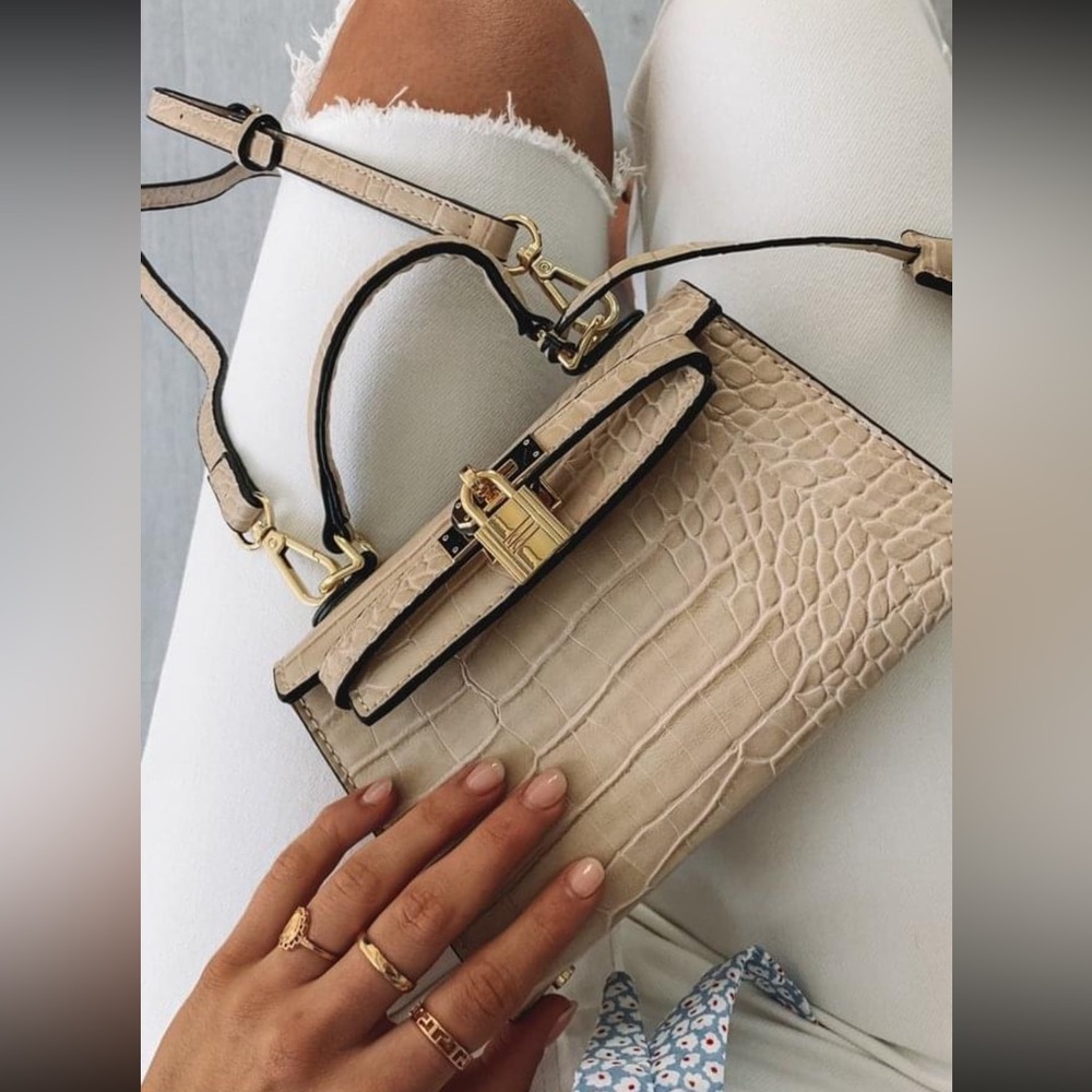 Peta & Jain Hedi Nude Croc Handbag